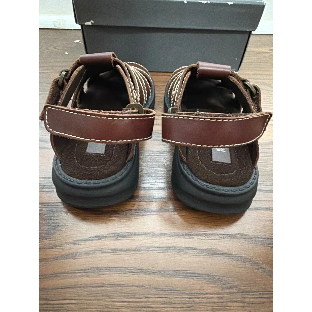 Kenneth Cole Reaction Kids Brown Fisherman Sandals Hook and Loop Sz 10 Kids NEW